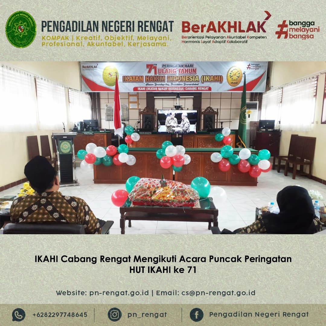 IKAHI CABANG RENGAT MENGIKUTI ACARA PUNCAK PERINGATAN HUT IKAHI KE-71